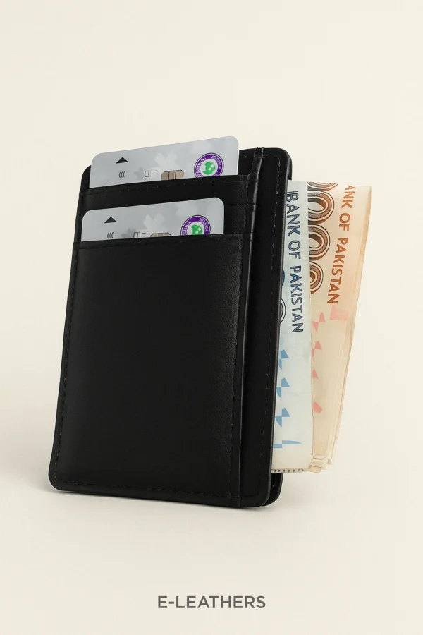 E-LEATHERS Premium Leather Card Holder Black - Image 3