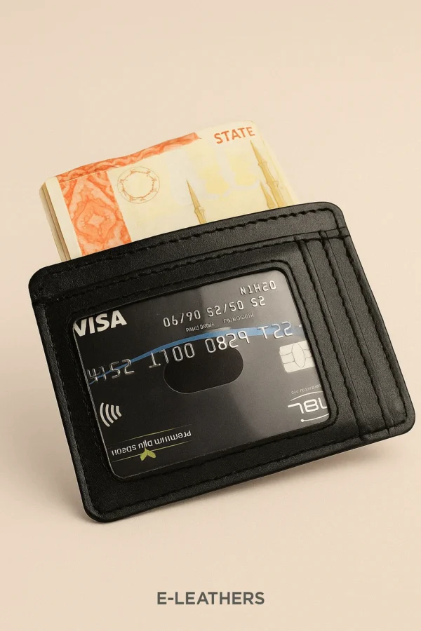 E-LEATHERS Premium Leather Card Holder Black - Image 4